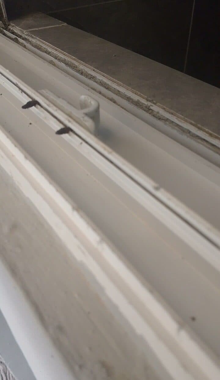 The same window track, clean and clear